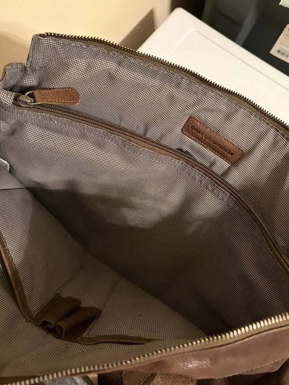 Spikes & Sparrow Brown Genuine Leather Laptop Tote Bag